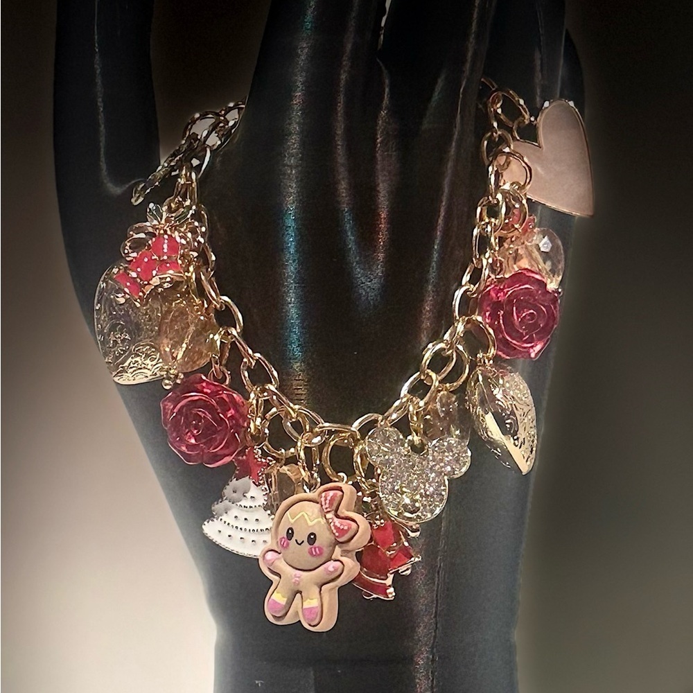 Gold and Red Christmas Charm Bracelet